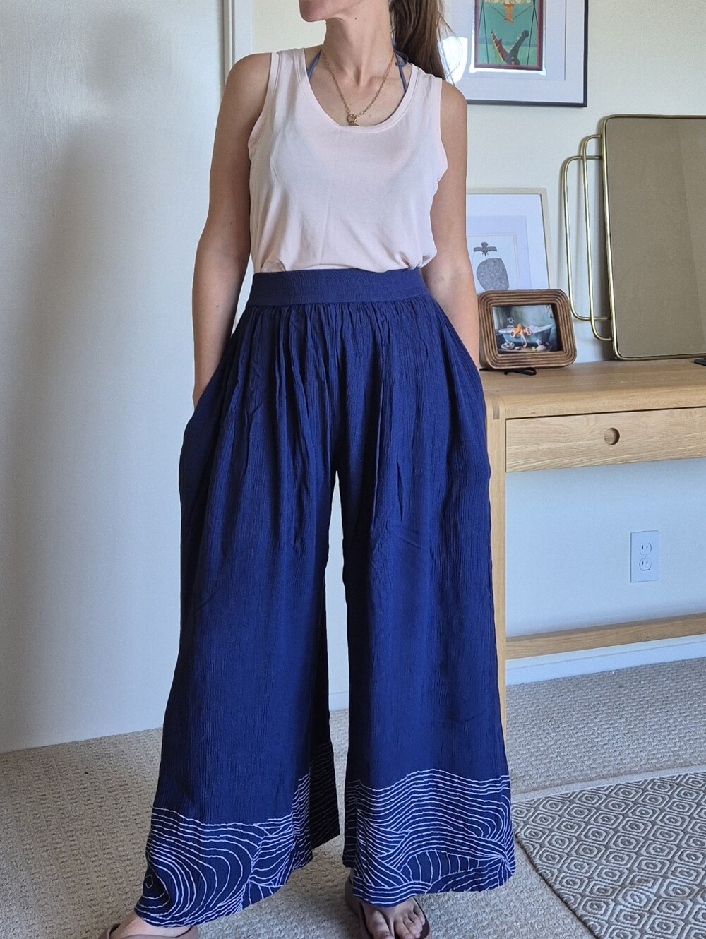 Mara Hoffman wide leg swim / resort pants cobalt blue